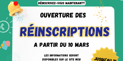 Ouverture des réinscriptions pour l'année scolaire 2025/2026
