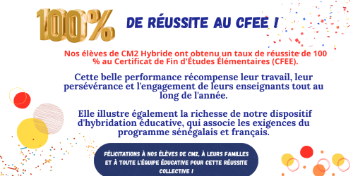 100 % de réussite au CFEE pour nos CM2 Hybrides !